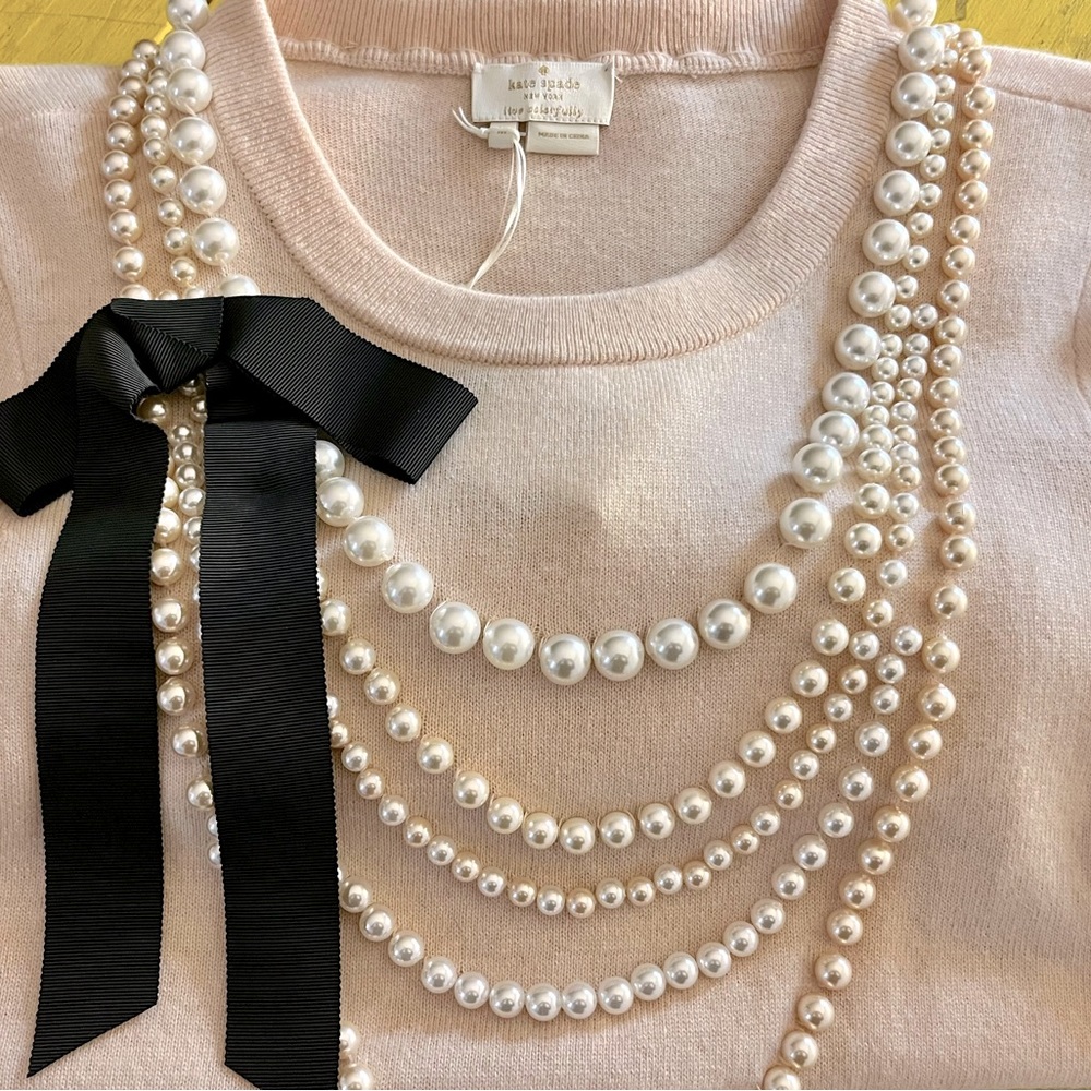 Kate Spade Pretty in Pink Pearl crew neck sweater